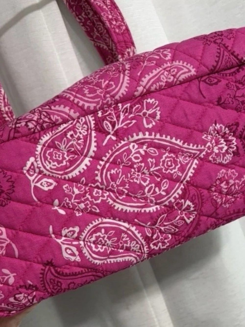 Vera Bradley Hot Pink Paisley Quilted Tote Large Weekender Tote